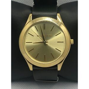 Michael Kors MK3179 Women's Black Leather Analog Dial Quartz Genuine Watch LP367